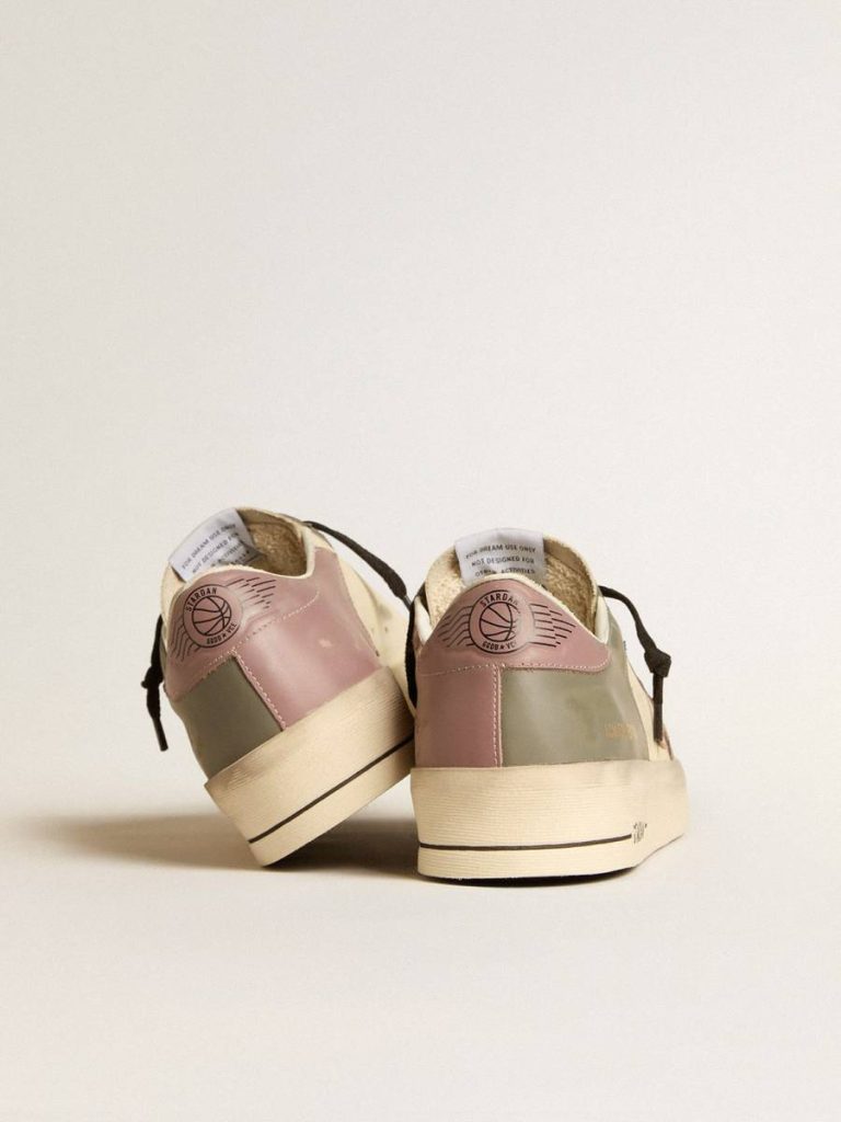 Cream And Gray Men's Stardan Ltd In Gray Leather With A Pink Leather Star And Heel Tab Golden Goose Men Stardan - 4