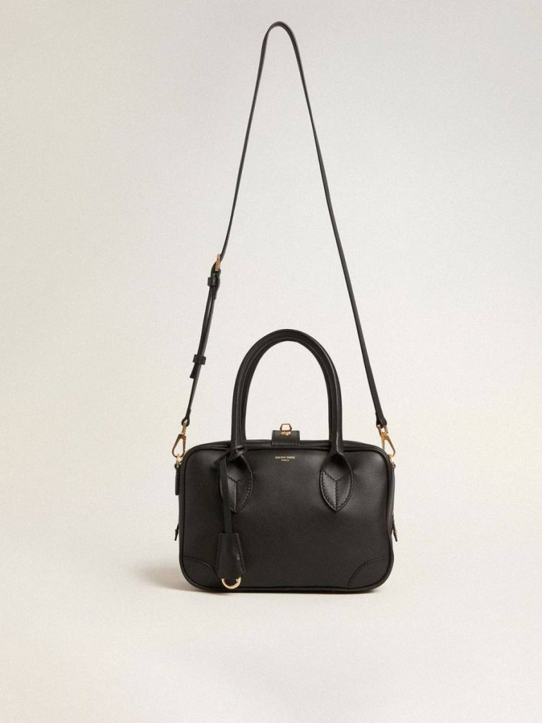 Crossbody Bags Women Golden Goose Black Vita Bag In Smooth Black Leather With Gold Details - 2
