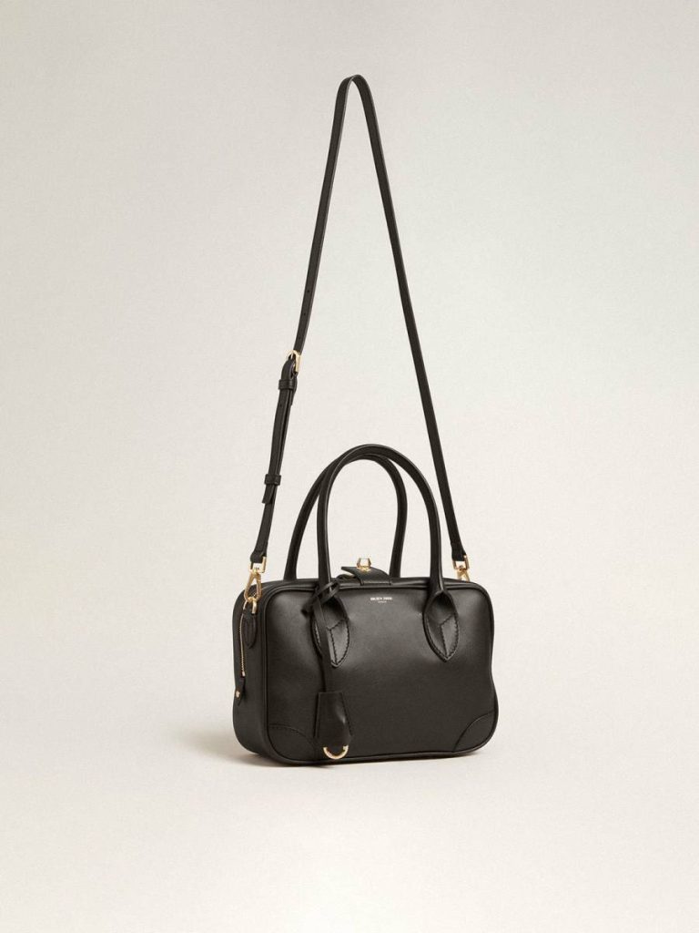 Crossbody Bags Women Golden Goose Black Vita Bag In Smooth Black Leather With Gold Details - 4