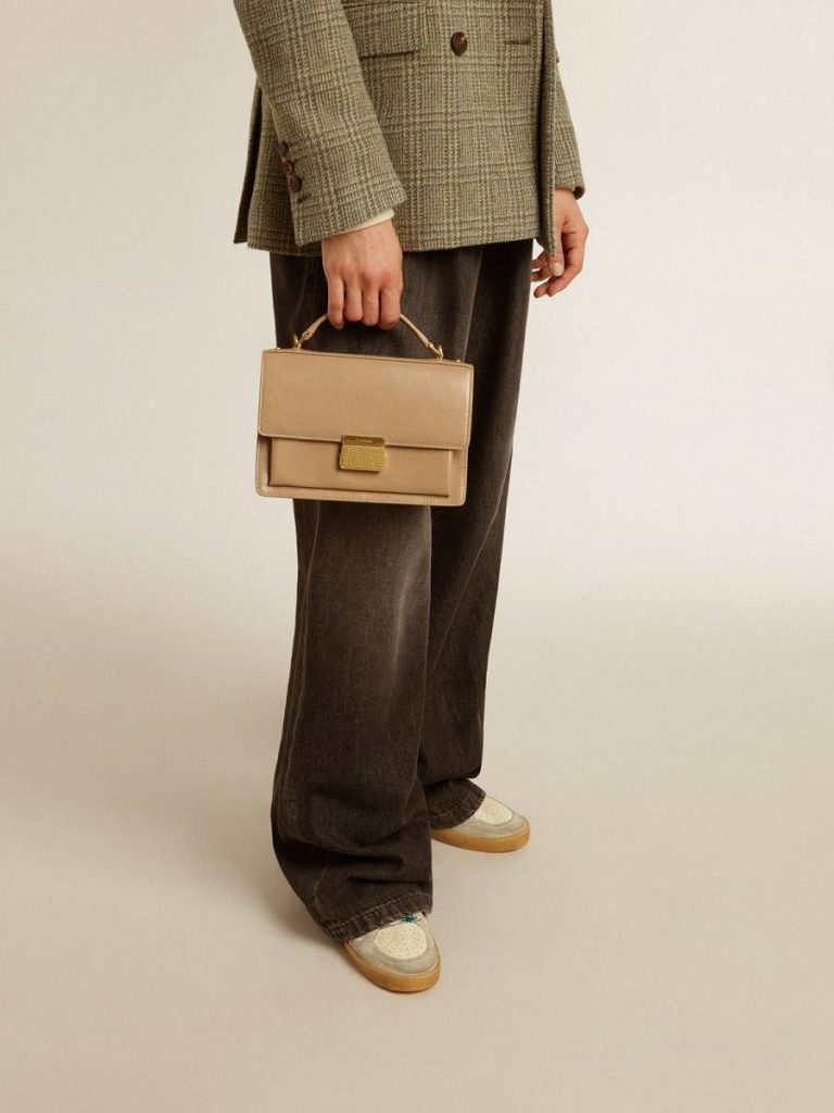 Crossbody Bags Women Golden Goose Venezia Bag In Beige Boarded Leather With Gold Details Beige - 3