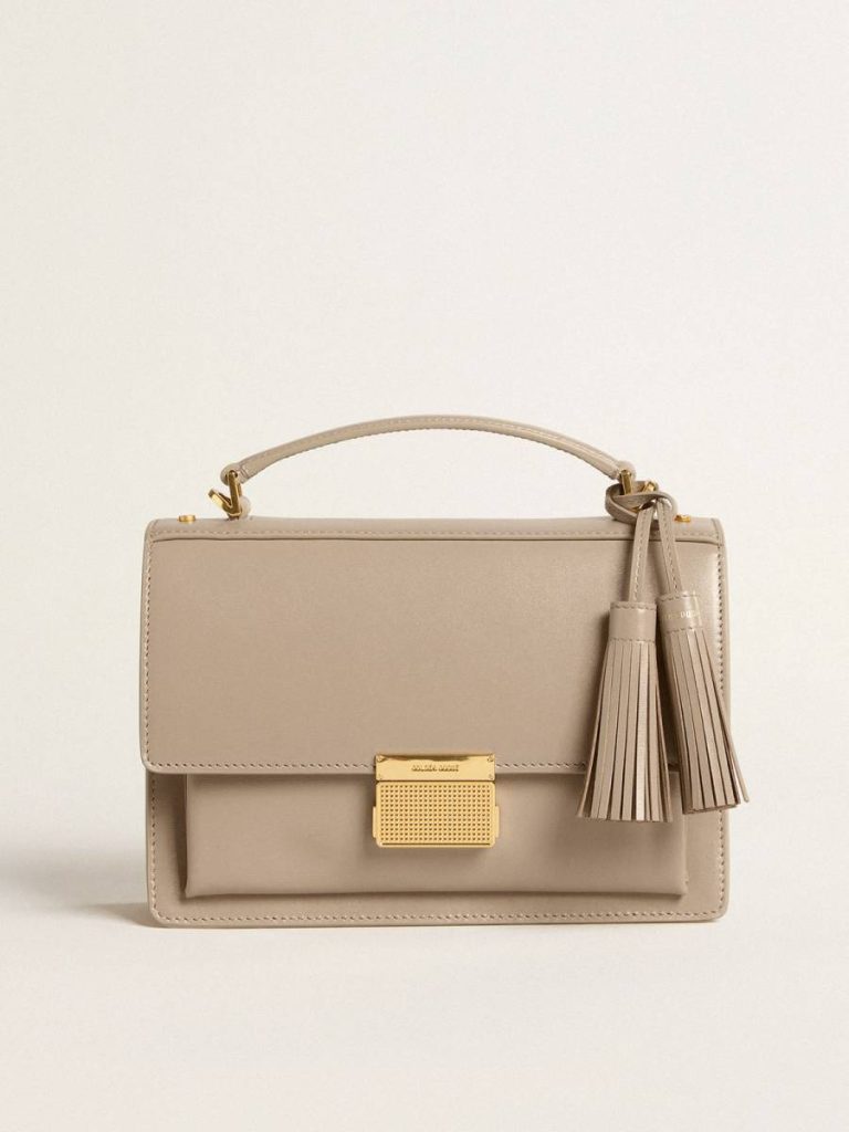 Crossbody Bags Women Golden Goose Venezia Bag In Beige Boarded Leather With Gold Details Beige - 5