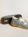 Dad-Star Golden Goose Men Men's Dad-Star In Light Blue Mesh And Suede With White Leather Star And Heel Tab - 4