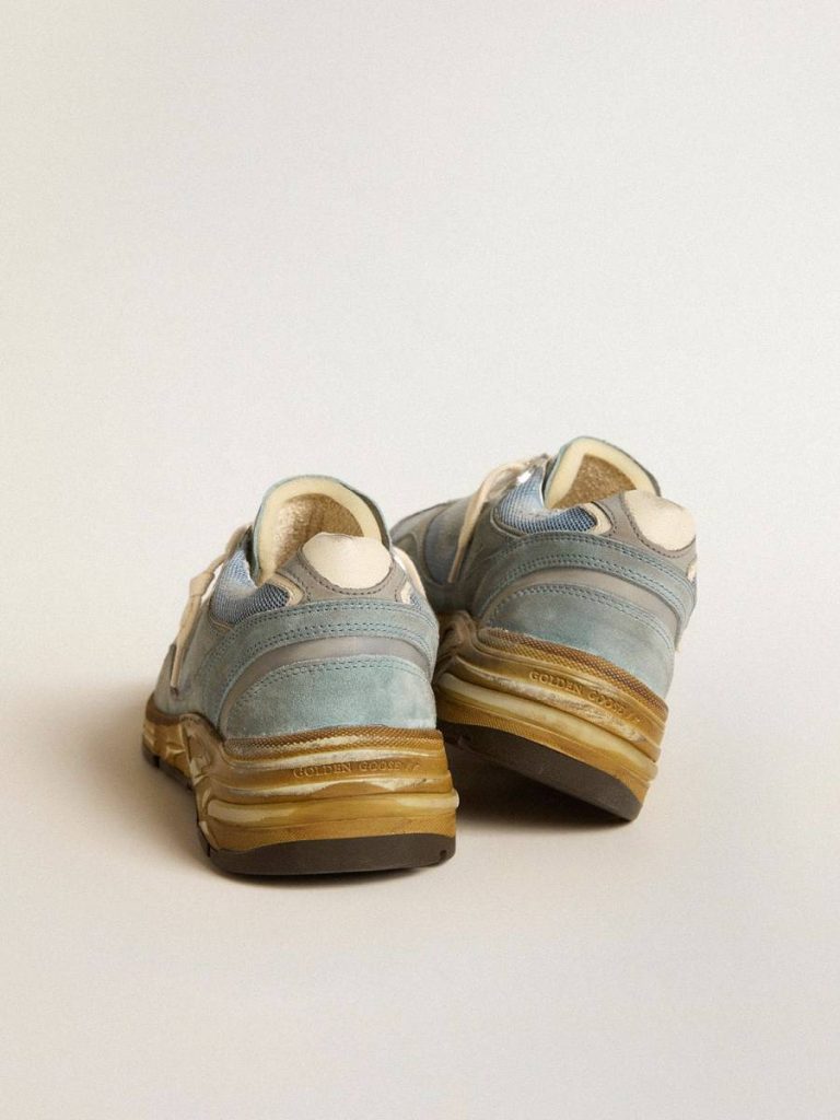 Dad-Star Golden Goose Men Men's Dad-Star In Light Blue Mesh And Suede With White Leather Star And Heel Tab - 5