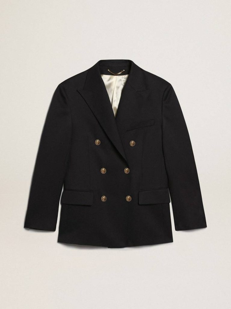 Dark Blue Blazers Men's Double-Breasted Blazer In Dark Blue Men Golden Goose - 1