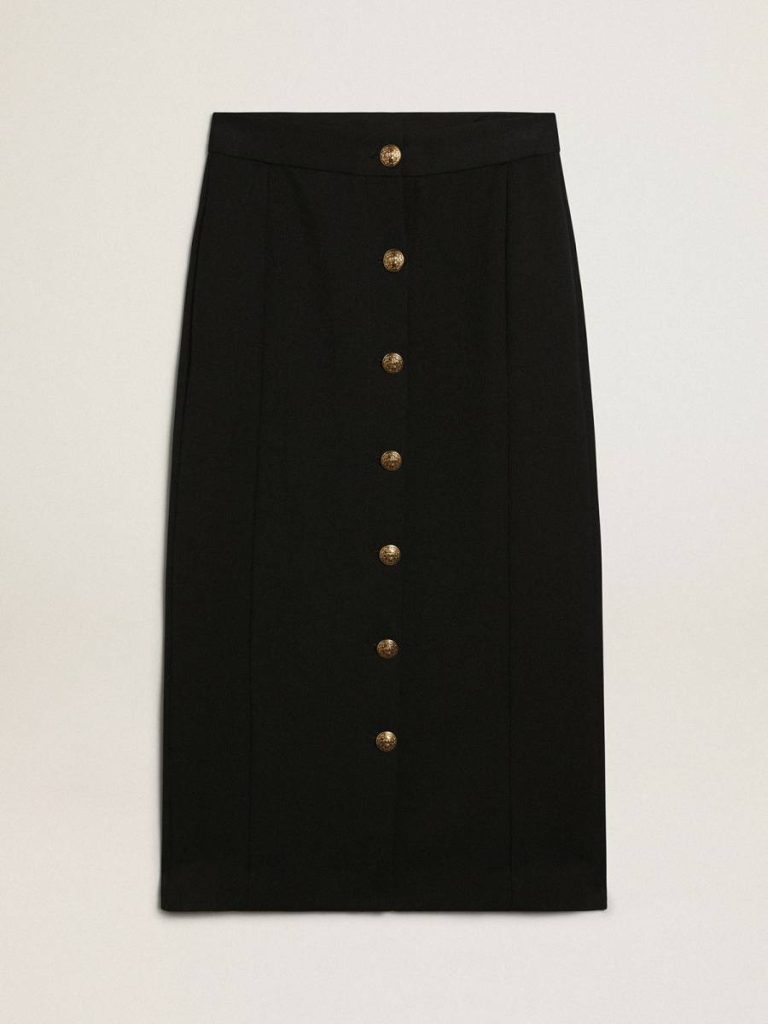 Dark Blue Golden Goose Skirts & Shorts Women's Pencil Skirt In Dark Blue Wool With Gold Heraldic Buttons Women - 1
