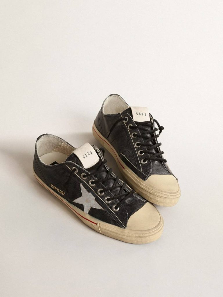 Dark Blue Golden Goose V-Star Ltd In Blue Leather With Silver Metallic Leather Star V-Star Men - 2