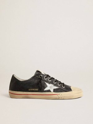 Dark Blue Golden Goose V-Star Ltd In Blue Leather With Silver Metallic Leather Star V-Star Men - 1