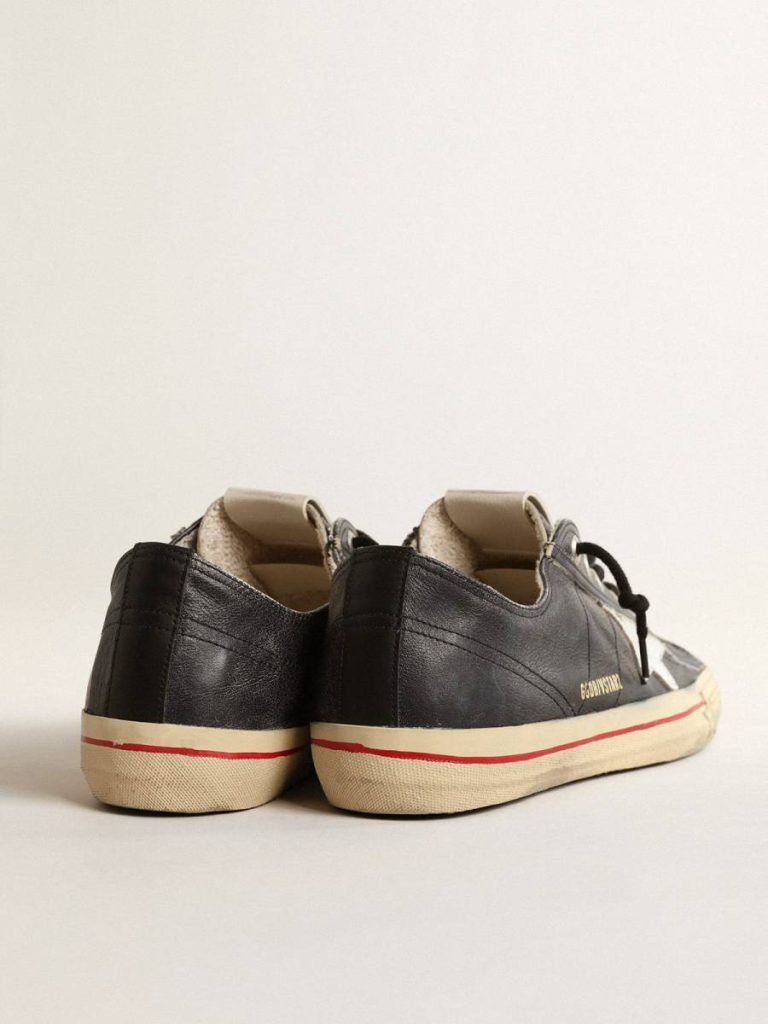 Dark Blue Golden Goose V-Star Ltd In Blue Leather With Silver Metallic Leather Star V-Star Men - 4
