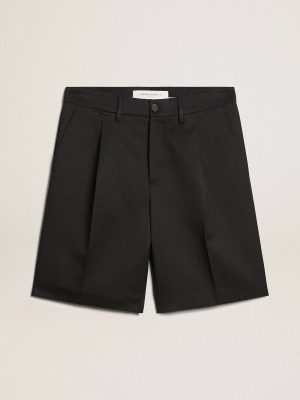 Dark Blue Men Golden Goose Men's Bermuda Shorts In Dark Blue Wool Jeans & Pants - 1