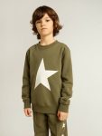 Dark Green Kids Golden Goose Topwear Selection (4-12 Years) Boys' Dark Green Sweatshirt With White Maxi Star On The Front - 3