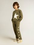 Dark Green Kids Golden Goose Topwear Selection (4-12 Years) Boys' Dark Green Sweatshirt With White Maxi Star On The Front - 4