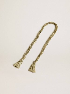 Dove-Gray Braided Fabric Charm With Brass Chain Women Bag Accessories Golden Goose - 1