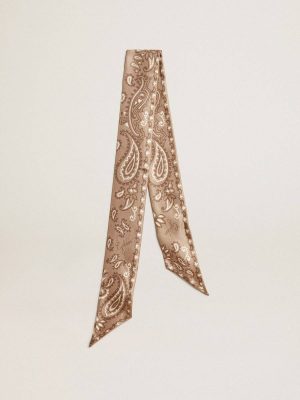 Dove Gray Women Bag Accessories Ribbon In Dove-Gray Silk Twill With Paisley Pattern Golden Goose - 1