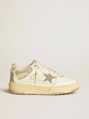 Forty2 Women’s Forty2 With Grey Star And White Leather Heel Tab Golden Goose Women - 1