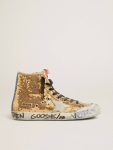Francy Francy Penstar In Gold Paiettes With Suede Star And Bright Blue Heel Tab Women Golden Goose - 1