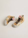 Francy Francy Penstar In Gold Paiettes With Suede Star And Bright Blue Heel Tab Women Golden Goose - 2