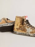 Francy Francy Penstar In Gold Paiettes With Suede Star And Bright Blue Heel Tab Women Golden Goose - 3