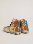 Francy Francy Penstar In Gold Paiettes With Suede Star And Bright Blue Heel Tab Women Golden Goose - 4