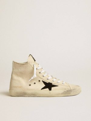 Francy Golden Goose Francy Penstar In Canvas With Black Suede Star And Leather Heel Tab Men - 1