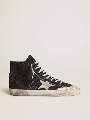 Francy Penstar In Black Canvas With White Suede Star And Black Suede Heel Tab Francy Golden Goose Men - 1