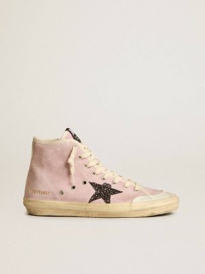 Francy Penstar In Pink Suede With Gray Glitter Star Golden Goose Women Francy - 1