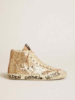 Francy Penstar In Sequins With Leather Star And Suede Inserts Golden Goose Women Francy - 1