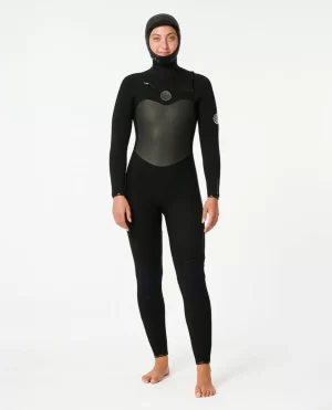 Fullsuits Women Rip Curl Women's Flashbomb 5/4 Hooded Chest Zip Fullsuit Wetsuit - 1