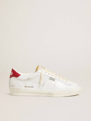 Ggdb Classics Golden Goose Matchstar In Glossy White Leather With Glossy Red Leather Heel Tab White Men - 1