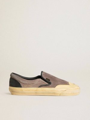 Ggdb Classics Men Golden Goose Men's Vce Penstar In Dove-Gray Suede With Black Leather Heel Tab - 1