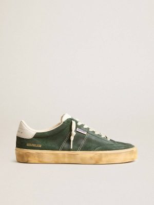 Ggdb Classics Soul Star In Green Suede With Milk-White Leather Heel Tab Men Golden Goose - 1