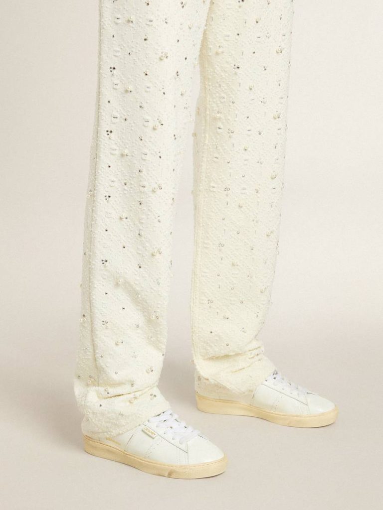 Ggdb Classics Women Golden Goose White Matchstar In Leather With Peach Pink Heel Tab - 3