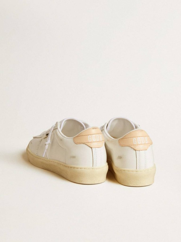 Ggdb Classics Women Golden Goose White Matchstar In Leather With Peach Pink Heel Tab - 5