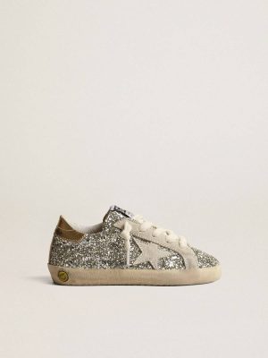 Girls (4-10 Years) Kids Golden Goose Super-Star Young In Glitter With A Suede Star And Gold Heel Tab - 1