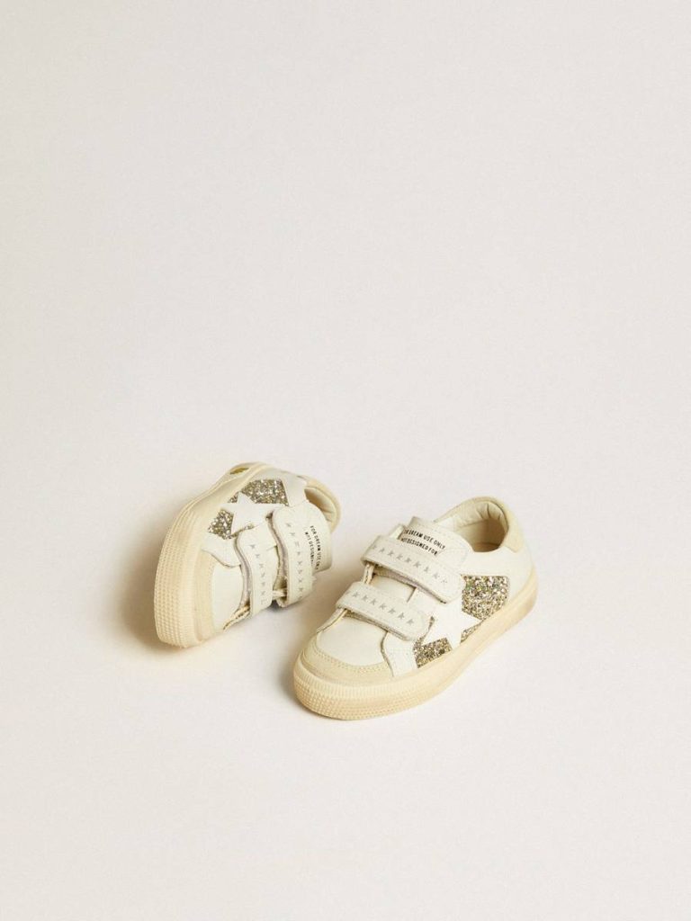 Girls (4-10 Years) Kids May School Young In Glitter With Leather Star And Suede Heel Tab Golden Goose - 2