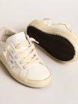 Girls (4-10 Years) Kids Super-Star Young With Silver Leather Star And Pink Heel Tab Golden Goose White - 3
