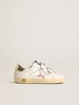 Girls (4-10 Years) Young Old School In Leather With Metallic Peach Leather Star Kids Golden Goose - 1
