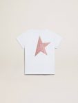 Girls’ White T-Shirt With Pink Glitter Logo And Maxi Star Kids Topwear Selection (4-12 Years) White Golden Goose - 4