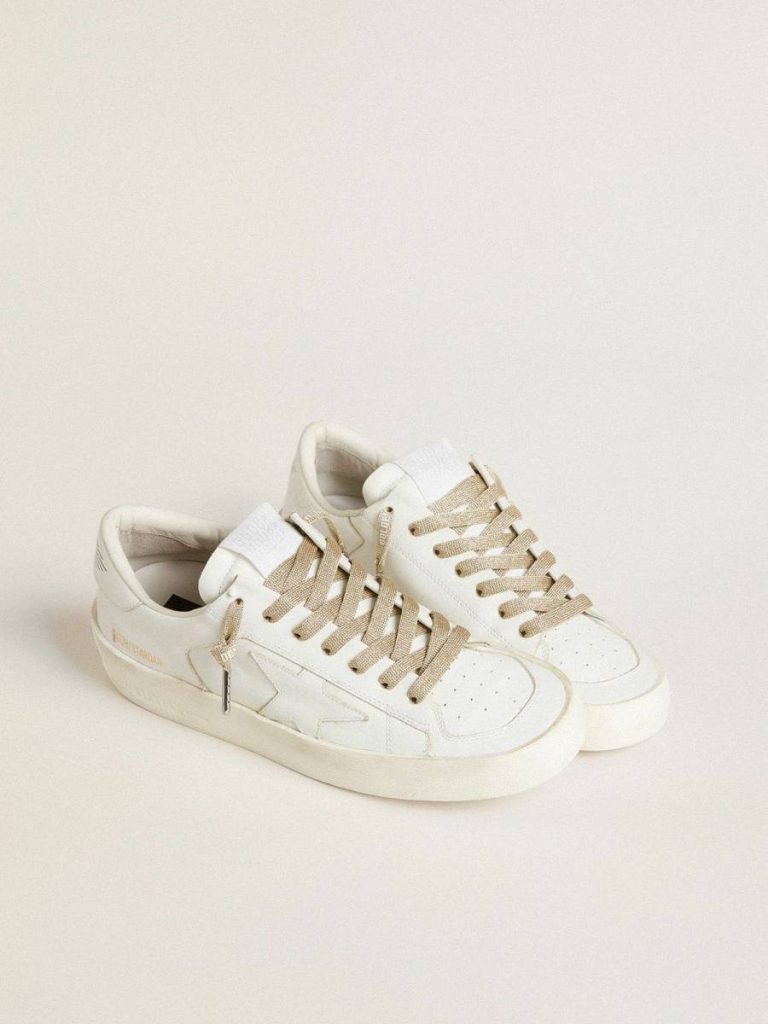 Gold Gold-Colored Lurex Laces With Contrasting White Logo Laces Golden Goose Women - 3