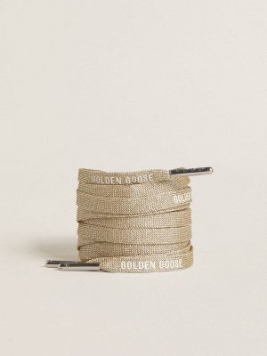 Gold Gold-Colored Lurex Laces With Contrasting White Logo Laces Golden Goose Women - 1
