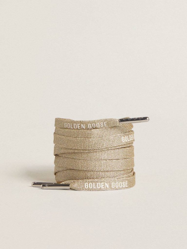 Gold Gold-Colored Lurex Laces With Contrasting White Logo Laces Golden Goose Women - 1