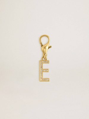 Gold Golden Goose Women Bag Accessories Letter E Charm In Gold-Colored Brass With Crystals - 1