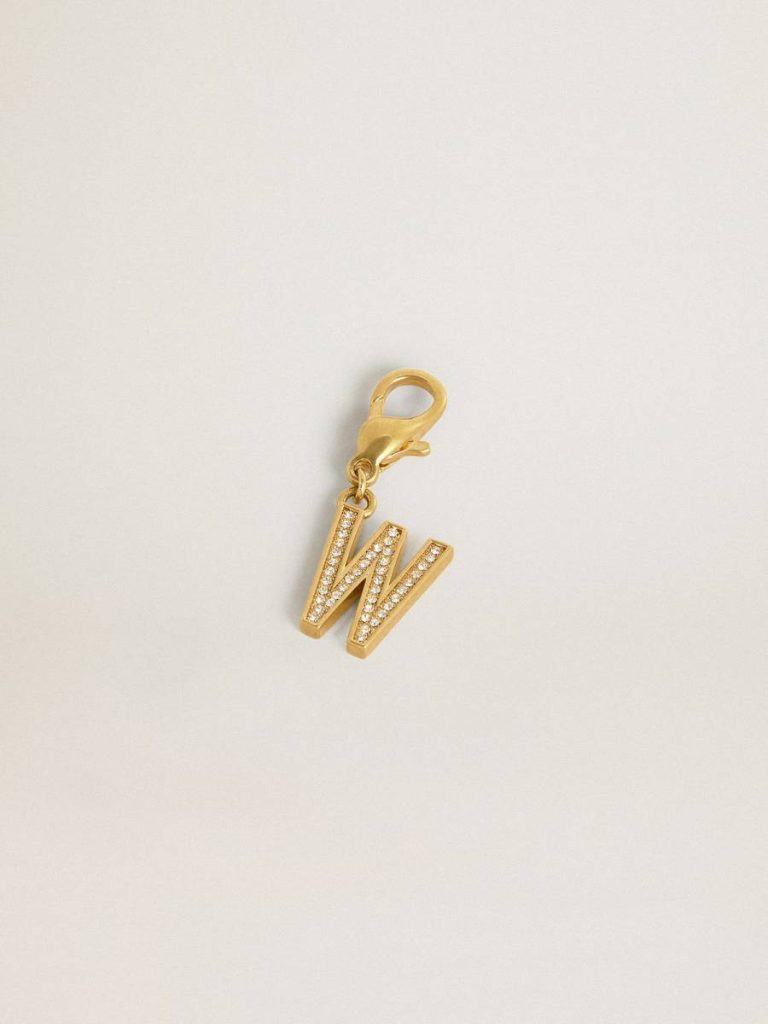 Gold Golden Goose Women Letter W Charm In Gold-Colored Brass With Crystals Bag Accessories - 2