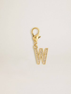 Gold Golden Goose Women Letter W Charm In Gold-Colored Brass With Crystals Bag Accessories - 1