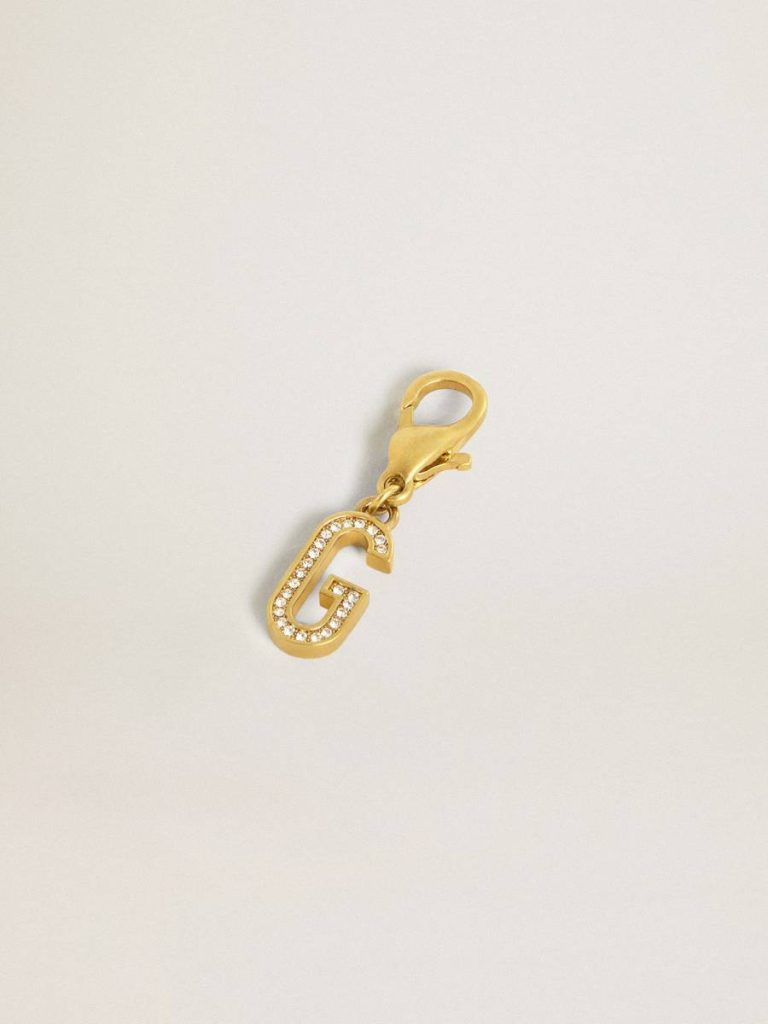 Gold Letter G Charm In Gold-Colored Brass With Crystals Women Golden Goose Bag Accessories - 2