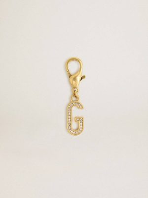 Gold Letter G Charm In Gold-Colored Brass With Crystals Women Golden Goose Bag Accessories - 1