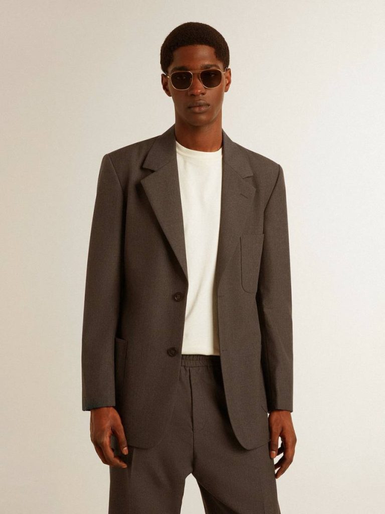 Golden Goose Anthracite Gray Men's Tailored Jacket In Anthracite Gray Virgin Wool Men Blazers - 2
