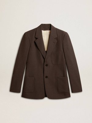 Golden Goose Anthracite Gray Men's Tailored Jacket In Anthracite Gray Virgin Wool Men Blazers - 1