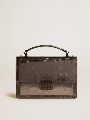 Golden Goose Anthracite Gray Venezia Bag In Anthracite-Gray Metallic Leather With Black Details Women Crossbody Bags - 1