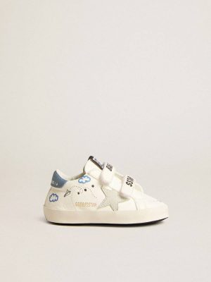 Golden Goose Baby Old School With Suede Star And Light Blue Leather Heel Tab Kids Newborns - 1