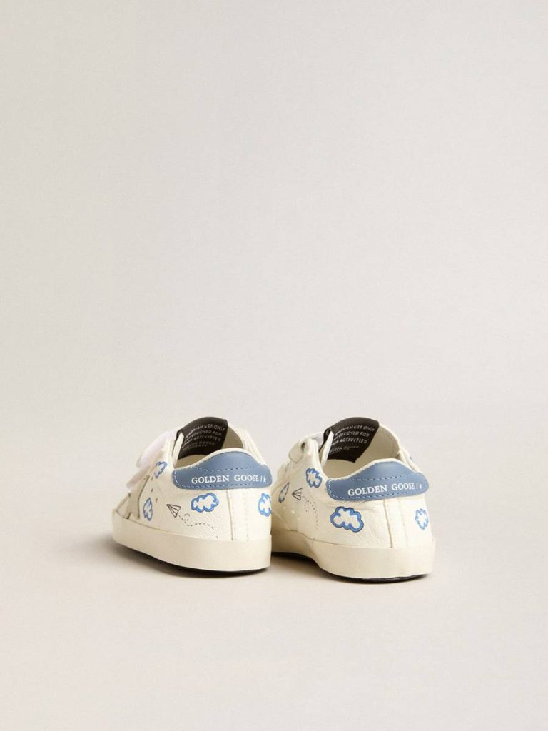 Golden Goose Baby Old School With Suede Star And Light Blue Leather Heel Tab Kids Newborns - 4